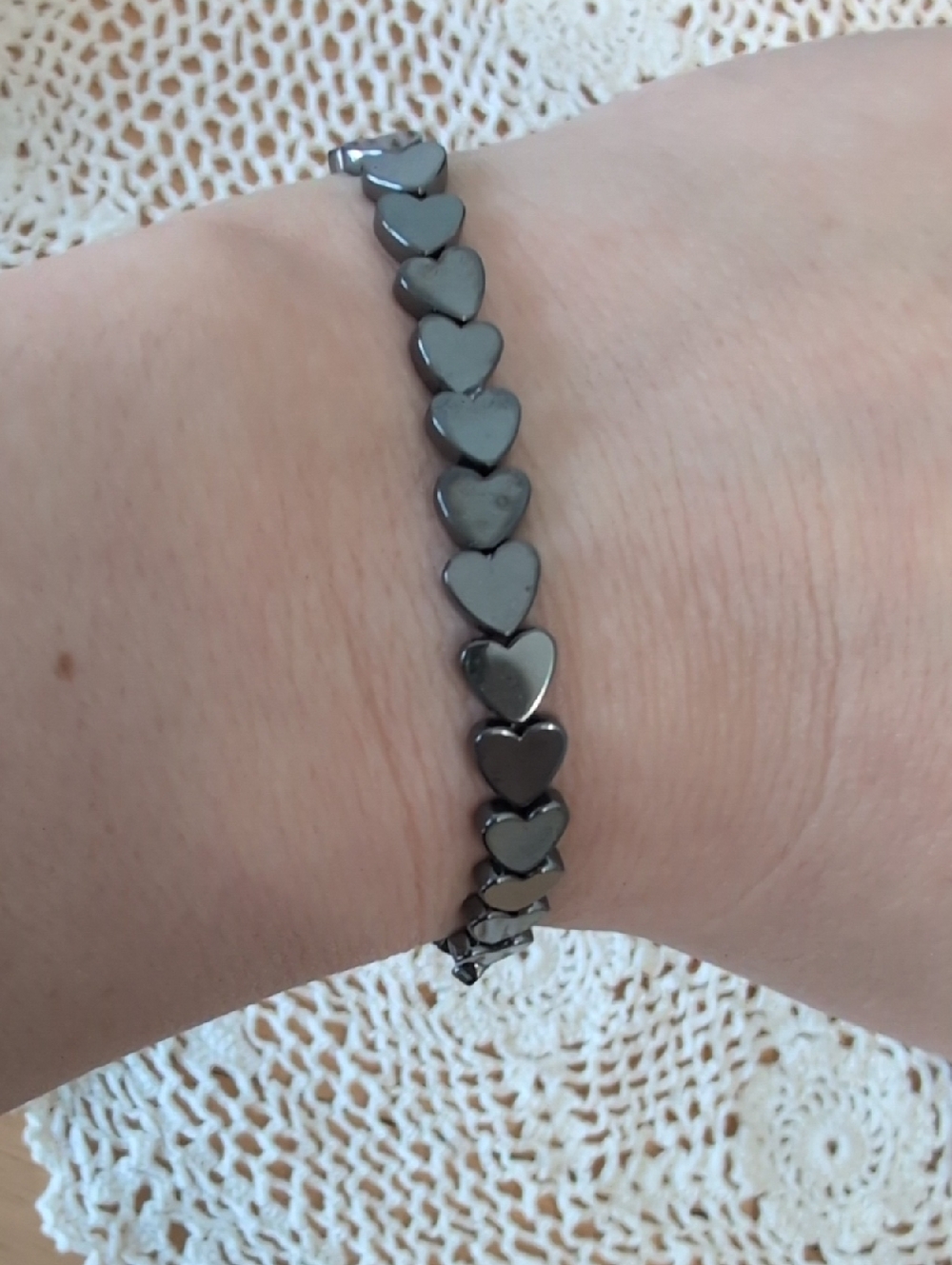 Hematite Heart Stretch Bracelet